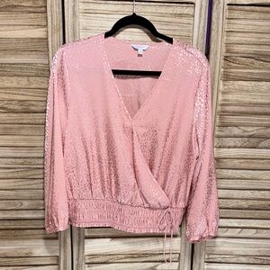 Candie's  Blush Animal Print Wrap Blouse Size L